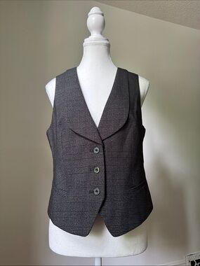 VAN HEUSEN Grey Y2K Preppy Academia Skater Collared Button‎ Vest Medium